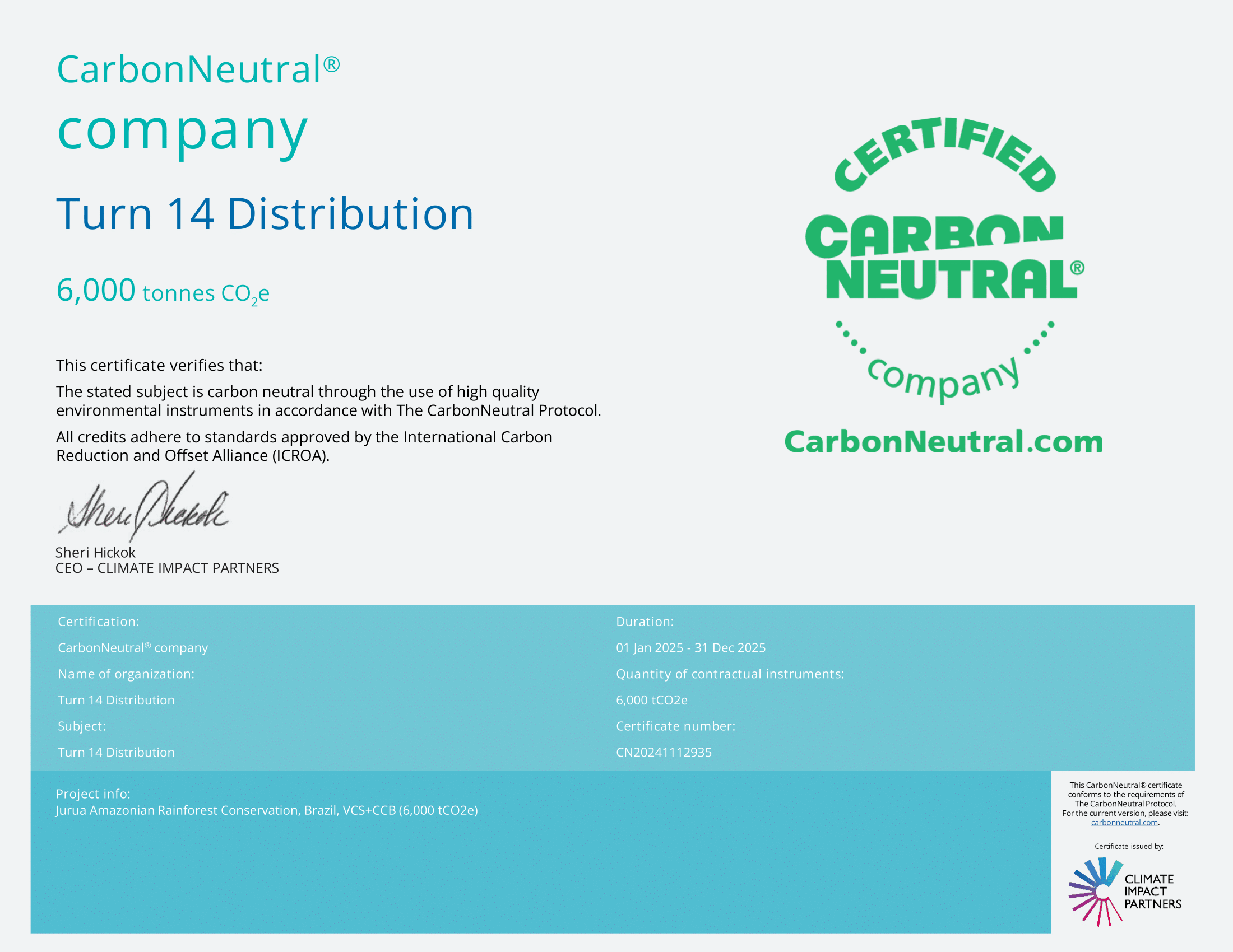 Carbon Neutral Certification